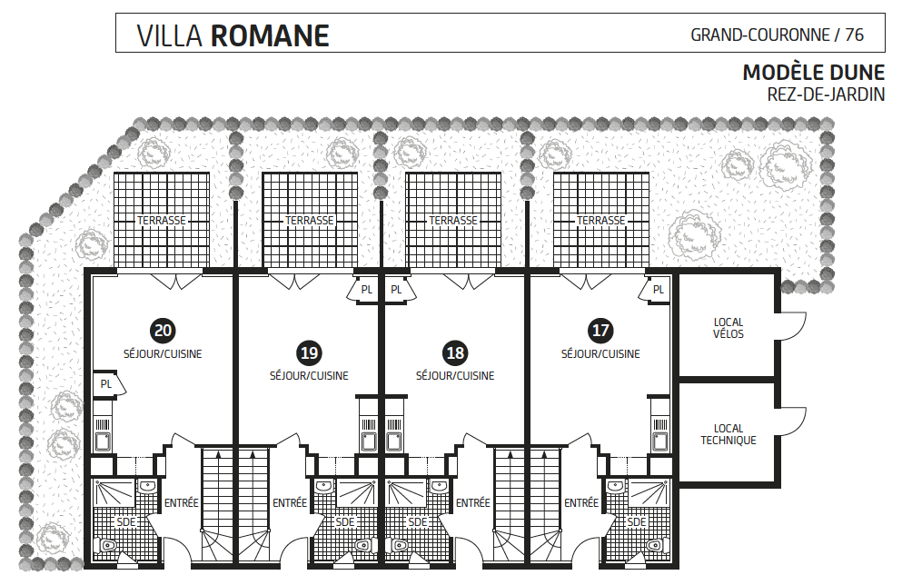 villa romane, modele Dune, rez de jardin, lot n 17,18,19,20