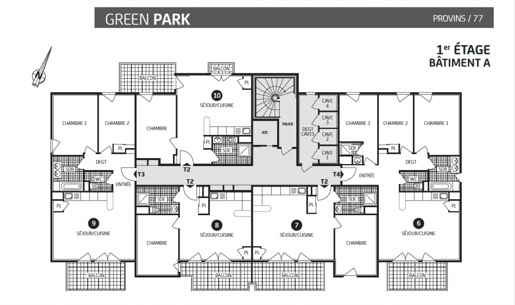 Résidence Green Park ,plan 1° étage, batiment A, Provins, 77 , appartement neuf , Paris