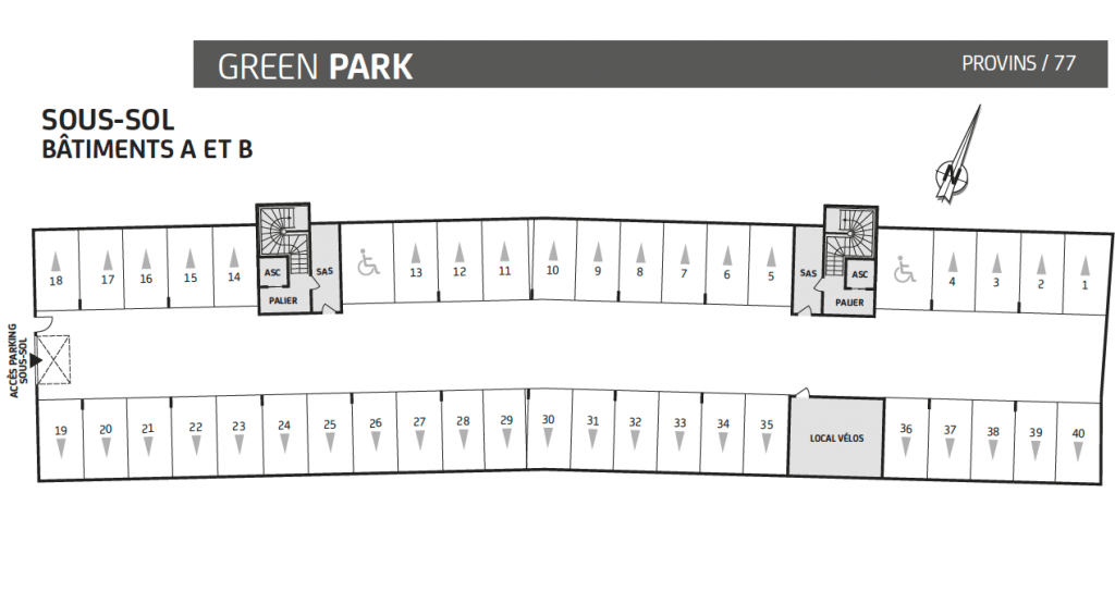 Résidence Green Park ,plan sous sol, batiment A et B Provins, 77 , appartement neuf , Paris