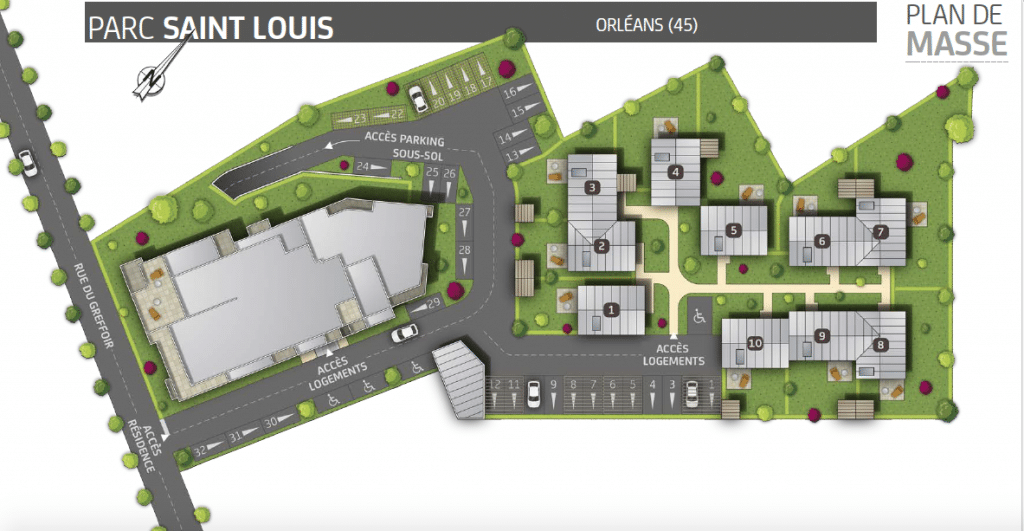 plan de masse maison du parc saint louis, orleans, 45, val de loire, paris vendome patrimoine
