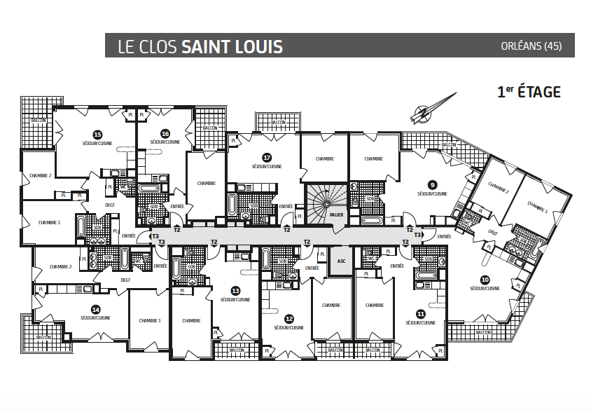 Plan de masse ,1° étage, le clos saint louis , orléans, Paris vendome patrimoine