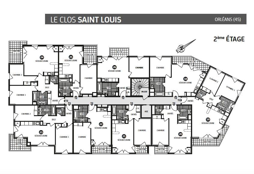 Plan de masse ,2° étage, le clos saint louis , orléans, Paris vendome patrimoine