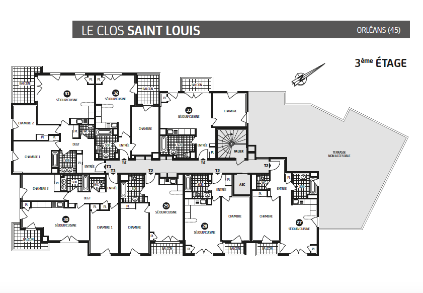 Plan de masse , 3° étage, le clos saint louis , orléans, Paris vendome patrimoine