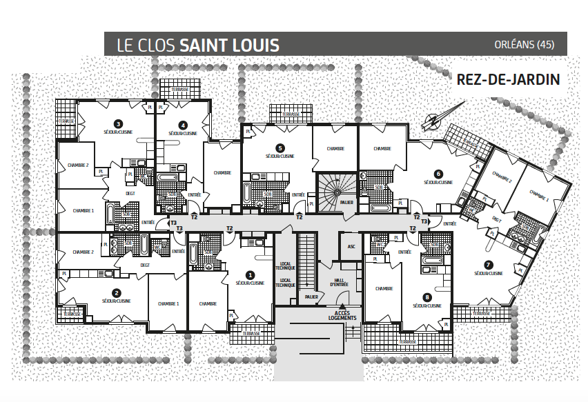Plan de masse , rez de jardin, le clos saint louis , orléans, Paris vendome patrimoine
