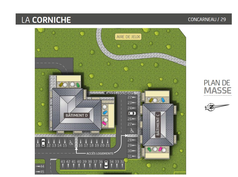 plan de masse, batiment C, résidence la Corniche à Concarneau, finistère (29) , bâtiment C, loi pinel, paris vendôme patrimoine