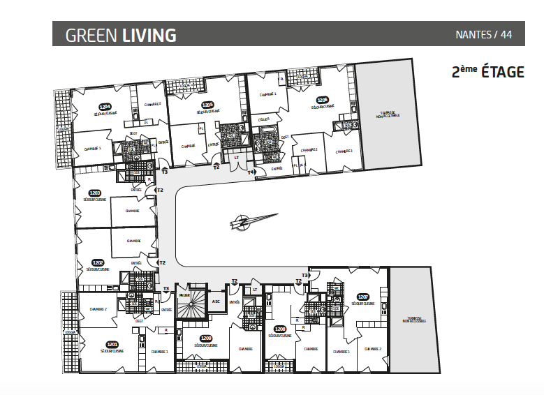 résidence Green Living, plan 2° étage, appartement loi pinel , NANTES