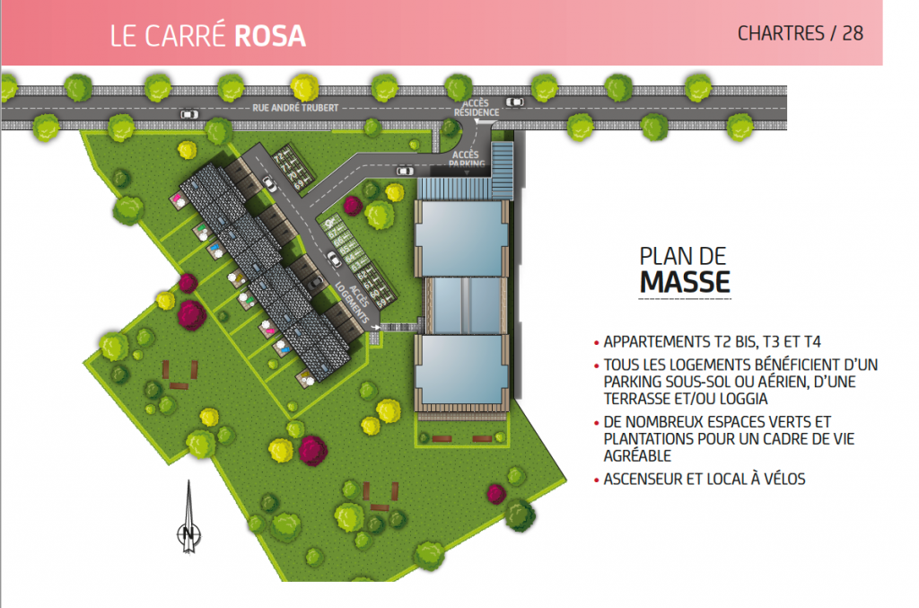 Plan de masse programme Carré Rosa, Chartres, loi pinel, appartement, paris vendome patrimoine